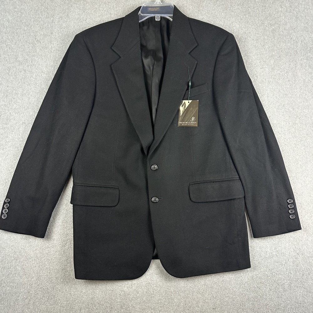 Oscar De La Renta Suit Jacket Mens 40R Black Wool Cashmere Blend Blazer